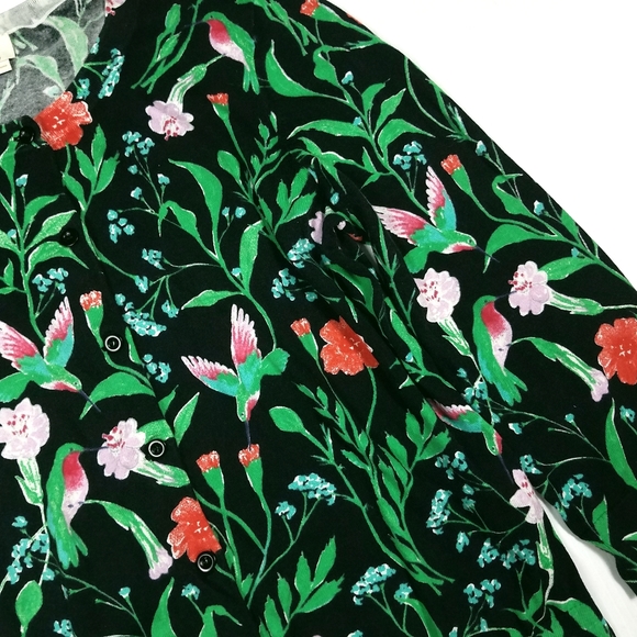 Kate Spade Floral Hummingbird Button Front Knit Cardigan Sweater - Picture 3 of 7